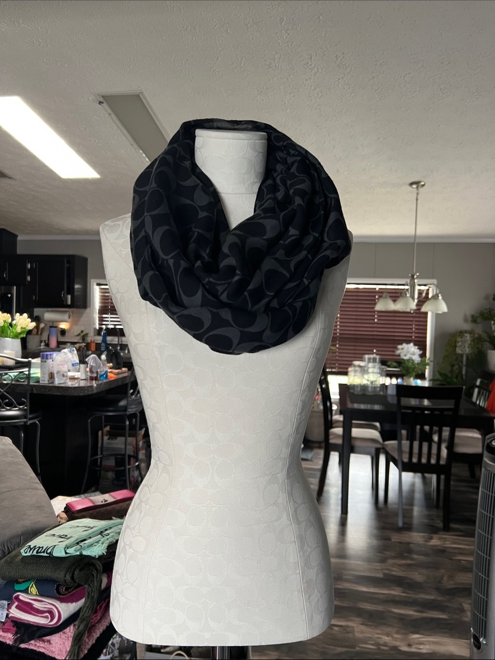 Coach Signature Print infinity scarf